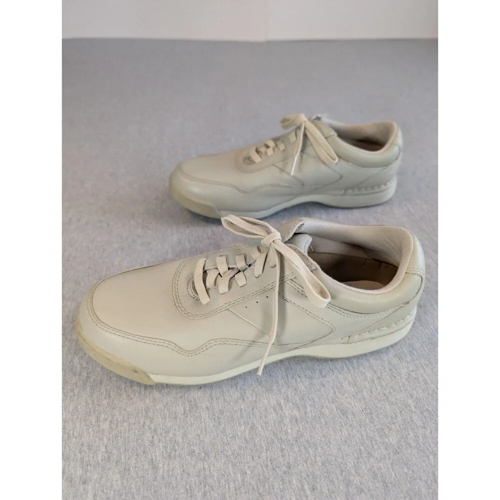 Rockport W7232M Men's Beige Leather Lace-Up Casual Sneakers US 9 EU 40 UK 7.5